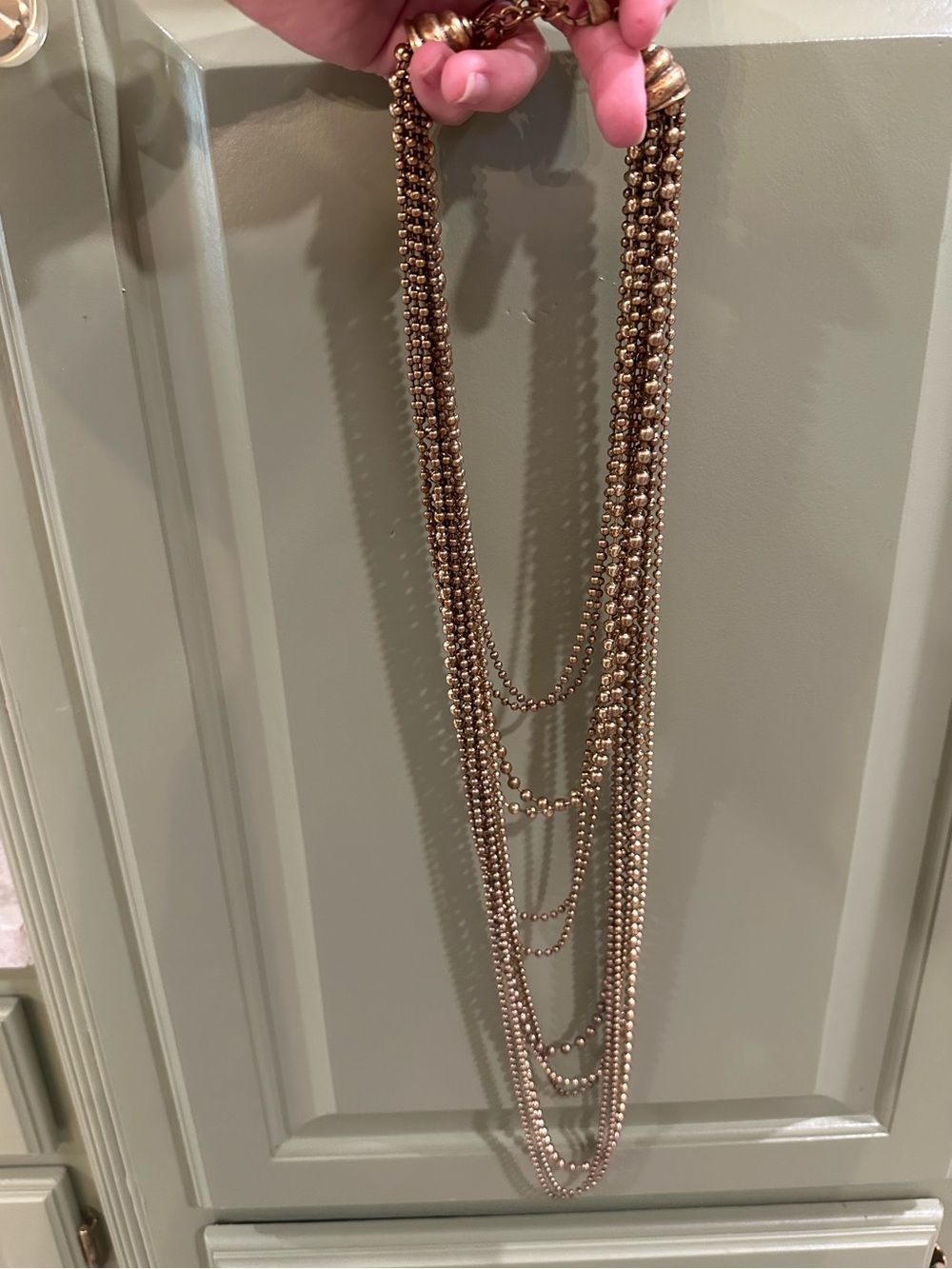 Multi-Strand Gold Tone Beaded Necklace - Women Jewelry - Picture 2 of 2